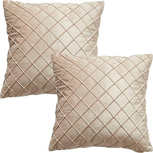 GONOVE Kissenbezug 40x40cm Weicher Samt Kissenbezüge 2er Set Kissenhülle Dekokissenbezüge sofakissen Gitter Raute Couchkissen Kopfkissenbezug für Wohnzimmer Schlafzimmer Sofa von GONOVE