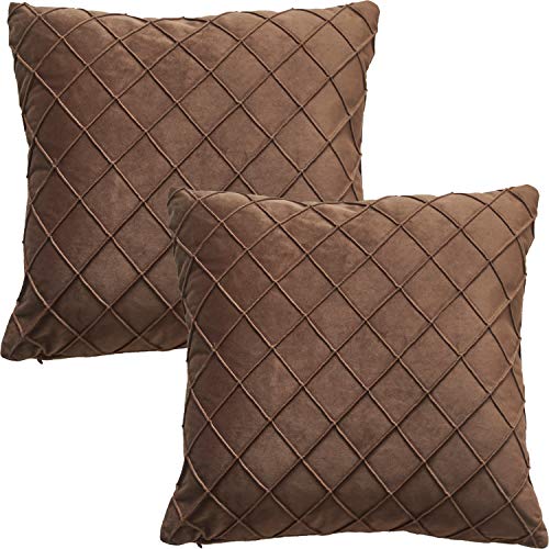 GONOVE Kissenbezug 40x40cm Weicher Samt Kissenbezüge 2er Set Kissenhülle Dekokissenbezüge sofakissen Gitter Raute Couchkissen Kopfkissenbezug für Wohnzimmer Schlafzimmer Sofa von GONOVE