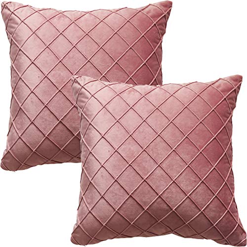 GONOVE Kissenbezug 50 x 50 cm Weicher Samt Zierkissenbezüge 2er Set Quadratische Dekokissenbezüge Kissenhüllen Dekorative Gitter Raute Kissenbezüge Beschützer für Zuhause Couch Sofa von GONOVE