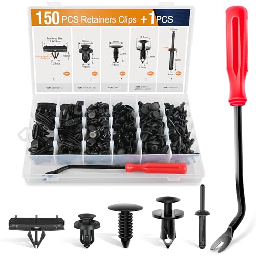 GOOACC 151 Stück Stoßstangen-Halter, Kotflügel-Clips mit Befestigungsentferner, Kühlergrill-Verschluss, Kunststoffnieten, kompatibel mit Jeep Wrangler 2007–2024 Jeep Wrangler 2005–2010 Grand Cherokee von GOOACC