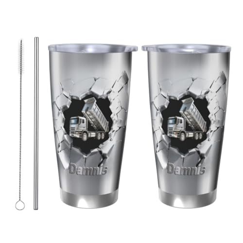 GOOBRRL Personalisierte Lkw-Fahrer Becher mit Namen für den Vatertag Personalisierte Lkw-Fahrer Becher mit Deckel Isolierter Becher aus Edelstahl Kaffeebecher Geschenk für Dad Geburtstag von GOOBRRL