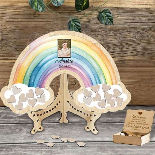 GOOBRRL Personalisierte Regenbogen Babyparty Gästebuch Alternativen Gästebuchschild zum ersten Geburtstag Geburtstagssignatur Bilderrahmen mit Holzherzen erster Geburtstag Babyparty,Regenbogen-4 GOOBRRL Personalisierte Regenbogen Babyparty Gästebuch Alternativen Gästebuchschild zum ersten Geburtstag Geburtstagssignatur Bilderrahmen mit Holzherzen erster Geburtstag Babyparty,Regenbogen-4 von GOOBRRL