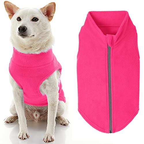 GOOBY Hundepullover aus Fleece, mit Reißverschluss, Größe XXL Chest (~25.5"), warm, für kleine Hunde, Jungen und mittelgroße Hunde, 72116-PNK-2XL von GOOBY