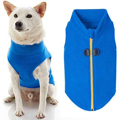 Gooby Fleece-Hundepullover mit Reißverschluss – Blau, Größe S – warme Fleece-Hundejacke zum Hineintreten mit Doppel-D-Ring für Leine – Winterpullover für kleine Hunde – Hundekleidung für kleine Hunde, von GOOBY