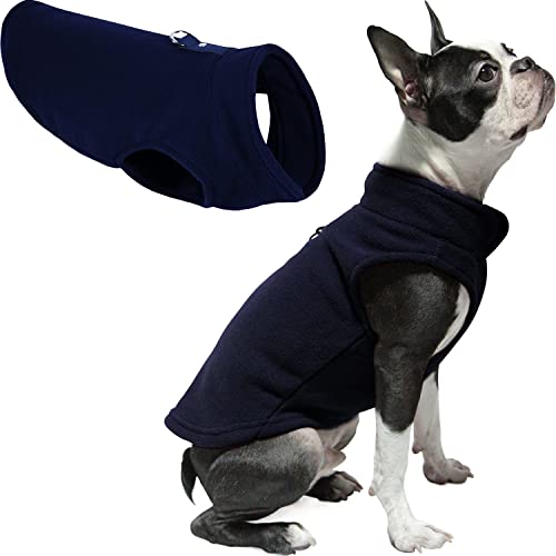 Gooby Fleece-Weste für Hunde, Marineblau, mittelgroß, warme Fleece-Hundejacke mit O-Ring-Leine für den Winter, für kleine Hunde, Jungen oder Mädchen von GOOBY