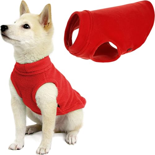 Gooby Hundepullover aus Stretch-Fleece, Rot, Größe XS, warme Hundejacke, Winterkleidung für kleine Hunde, Jungen oder Mädchen, Hundepullover für kleine Hunde und große Hunde von GOOBY