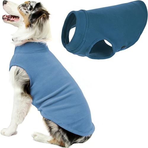 Gooby Hundepullover aus Stretch-Fleece, Stahlblau, Größe 3XL, warme Hundejacke für kleine Hunde und Jungen, Hundepullover für kleine Hunde bis Hundepullover für große Hunde von GOOBY