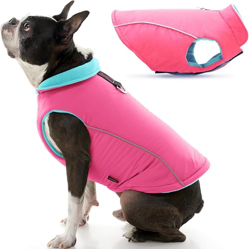 Gooby - Sportweste, Fleece gefüttert, für kleine Hunde, Kaltwetterjacke, Mantel mit reflektierendem Futter, Pink, XS von GOOBY