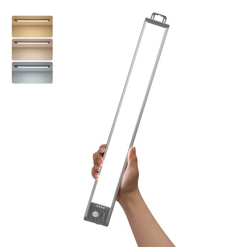GOODEA Unterbauleuchte Küche LED Schrankbeleuchtung Bewegungsmelder - 4500mAh Akku 44.5CM 90 LEDs 3 Farbten Dimmbar Unterschrank Beleuchtung - Küchen Schrank Büro RV Magnetisch Licht [1 Stück] von GOODEA