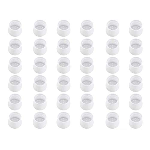 Runder Silikon Stuhl-Bein-Kappen, Schutzkappen Stuhlbeinsocke Bodenschutz Silikon Antislip Verhindern und Scratch Pad Stumm Bodenschutz Rutschfeste Tisch Stuhlbeinkappen (36 Stück, Transparent) von GOODGDN