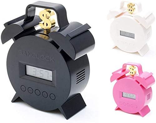 GOODS+GADGETS Banclock Money Bank Wecker mit Sparschwein - Sparbüchse & Wecker in einem Gadget Action Alarm Clock (Sparbüchsen Wecker - Schwarz) von GOODS+GADGETS