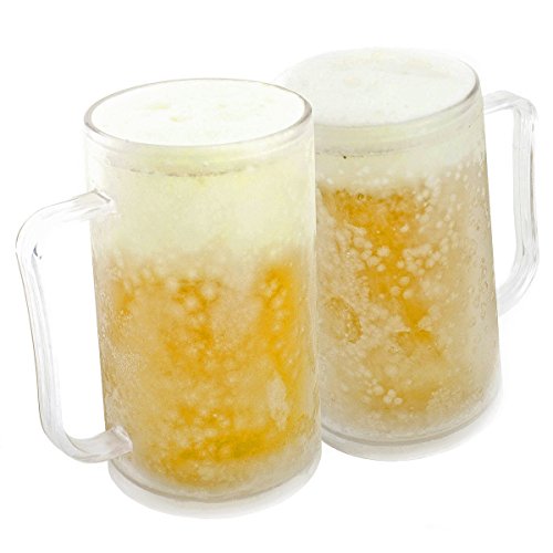 Bierkrug zum Einfrieren: Frozen Mug Eisbecher Eiskrug Kühlbecher 0,4 Liter 400 ml Trinkglas mit Kühlakku für dauerhaft eisgekühlte Getränke (1 Bierkrug) von GOODS+GADGETS