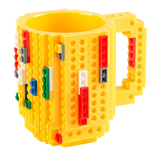 Build on Brick Mug Bausteine Kaffeetasse - Bausteine Tasse Bauklötze Kaffee-Becher 350ml (Gelb) von GOODS+GADGETS