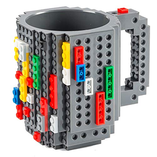 Build on Brick Mug Bausteine Kaffeetasse - Bausteine Tasse Bauklötze Kaffee-Becher 350ml (Grau) von GOODS+GADGETS