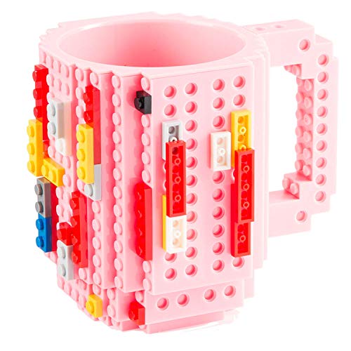 Build on Brick Mug Bausteine Kaffeetasse - Bausteine Tasse Bauklötze Kaffee-Becher 350ml (Pink) von GOODS+GADGETS