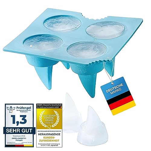 Eiswürfelform Silikon Ice Cube Tray; Eiswürfelschale Eis-Würfel-Maker; Eiskalte Getränke mit Eye-Catcher Eiswürfel für Whisky, Cocktails, Saft uvm. (Haifischflossen) von GOODS+GADGETS