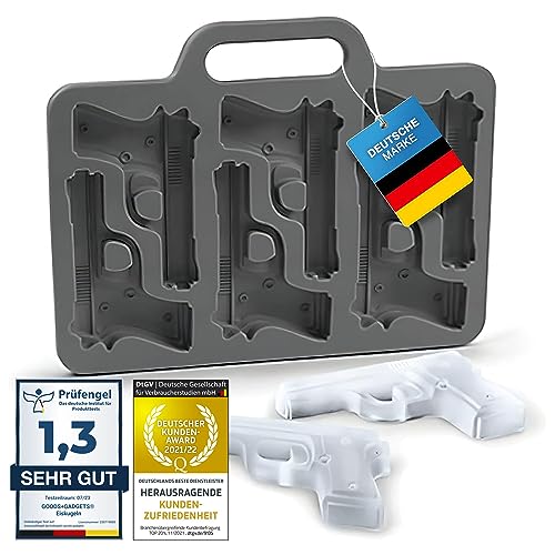 Eiswürfelform Silikon Ice Cube Tray; Eiswürfelschale Eis-Würfel-Maker; Eiskalte Getränke mit Eye-Catcher Eiswürfel für Whisky, Cocktails, Saft uvm. (Pistolen) von GOODS+GADGETS