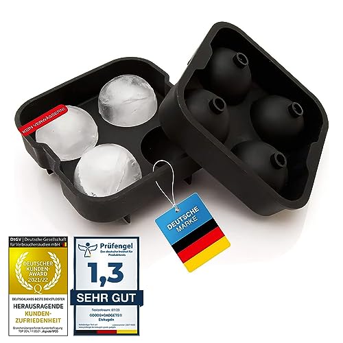 Eiswürfelform Silikon Ice Cube Tray; Eiswürfelschale Eis-Würfel-Maker; Eiskalte Getränke mit Eye-Catcher Eiswürfel für Whisky, Cocktails, Saft uvm. (XXL Eiskugeln) von GOODS+GADGETS