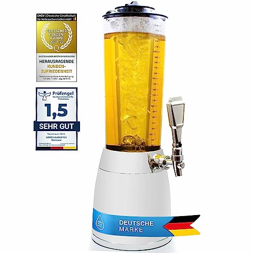 4,0L Biersäule Zapfsäule Kult Biertower Trinksäule Getränkespender Getränkesäule mit 1,3L Eiskühlung (1x Biertower Chrome) von GOODS+GADGETS