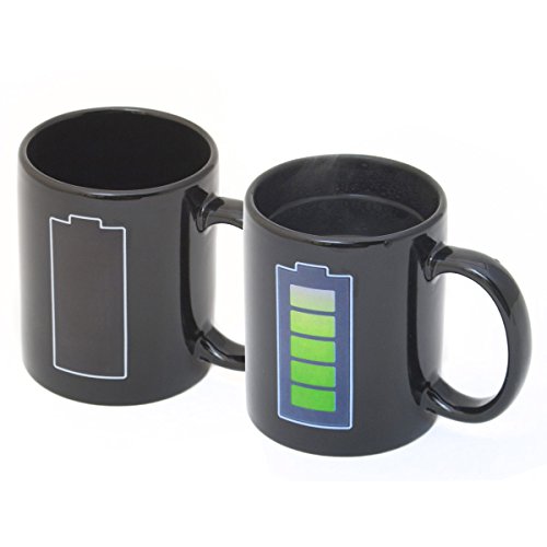 Animierte Tee Tasse 1x Kaffeetasse wärmeempfindlicher Retro Kaffeebecher mit Thermoeffekt Farbwechsel Motivwechsel (Akku) von GOODS+GADGETS