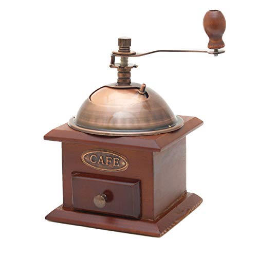 Bezaubernde Retro Kaffeemühle im Antik Design aus Holz & Messing gefertigt Espressomühle für Kaffee Bohnen von GOODS+GADGETS