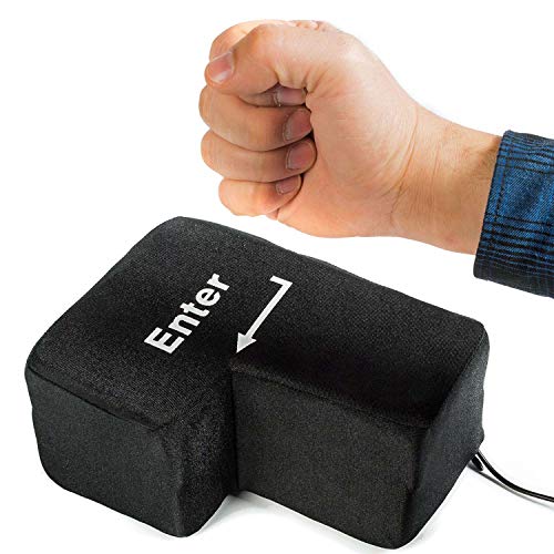 GOODS+GADGETS Big Enter Button XXL Enter-Taste mit Tisch-Kissen USB Gadget Keyboard zum Anti-Stress-Relief von GOODS+GADGETS