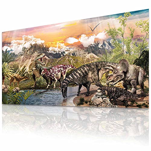 Dinosaurier Kinder Poster Dino XXL Kinderzimmer Dino-Welt Wandbild Abenteuer Deko für Kinder 90 x 45 cm (Dinosaurier Seenlandschaft) von GOODS+GADGETS
