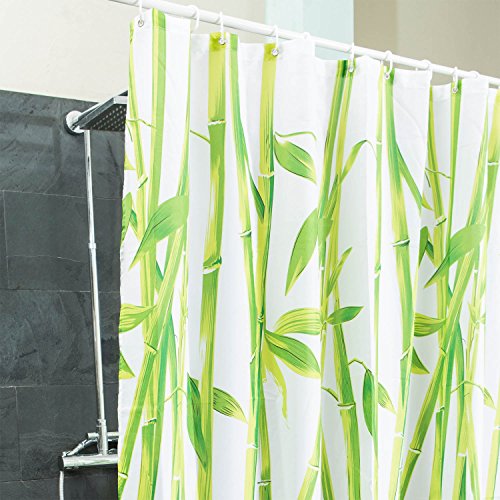 GOODS+GADGETS Duschvorhang Badewannen-Vorhang; Wasserdichter, Waschbarer Anti-Schimmel Badvorhang aus 100% Polyester für Badewanne & Duschwanne; Asiatischer Feng Shui Bambus Stil (Bambus) von GOODS+GADGETS