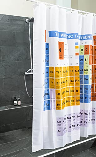 Duschvorhang Badewannen-Vorhang; Wasserdichter, Waschbarer Anti-Schimmel Badvorhang aus 100% Polyester für Badewanne & Duschwanne; Periodensystem der Elemente für Breaking Bad Fans (Periodensystem) von GOODS+GADGETS