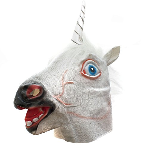 GOODS+GADGETS Einhornmaske Pferdemaske Einhorn Latex Maske Fancy Dress Gesichtsmaske für Halloween Tiermaske Pferd Kostüm von GOODS+GADGETS