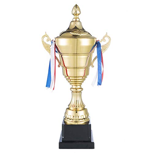 GOODS+GADGETS Gold Pokal XXL Siegerpokal mit Deckel 36 cm - Sieger Trophäe Personalisierbar von GOODS+GADGETS
