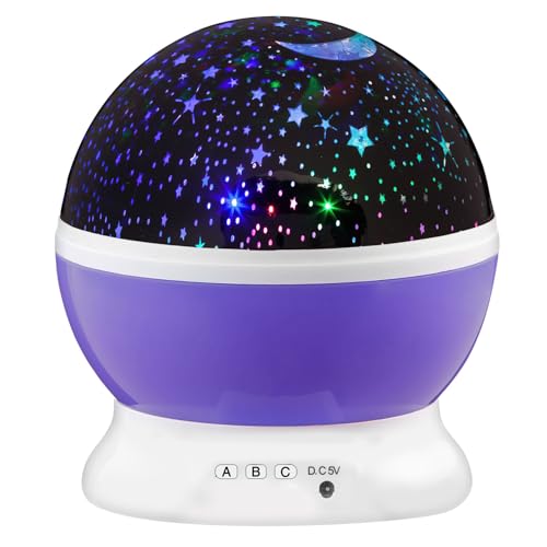 GOODS+GADGETS LED Nachtlicht Sternen-Himmel Projektor; Lechtendes Sternenlicht, Galaxy-Universum Schlaf-Licht für Kinder- & Jugendzimmer (Violett) von GOODS+GADGETS