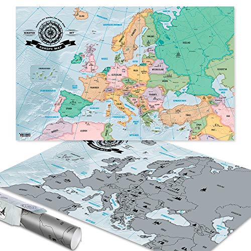 GOODS+GADGETS Scrape Off World Map Europa - XXL Weltkarte zum frei Rubbeln 82 x 45 cm - Rubbel Landkarte Deluxe Wandbild von GOODS+GADGETS
