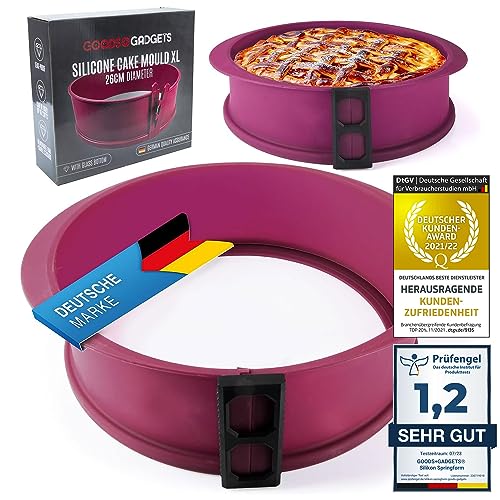 GOODS+GADGETS Silikon Springform Antihaftbeschichtete Kuchen Backform (Silikonform mit Glasboden XL) von GOODS+GADGETS