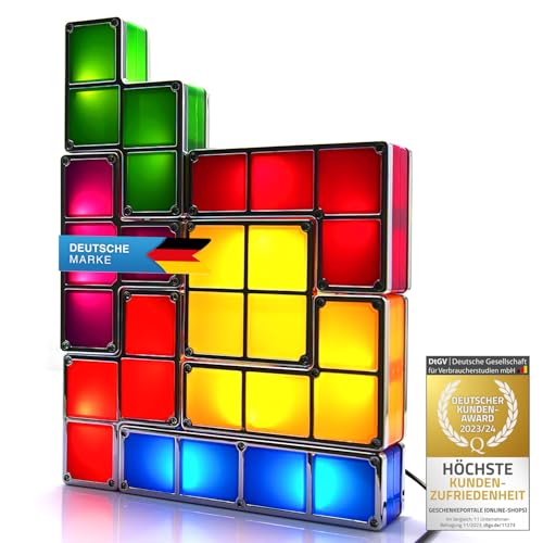 Tetris Lampe Stapelbare LED Tischleuchte Stimmungslicht Retro Tetrislampe Leuchte Bausteine von GOODS+GADGETS