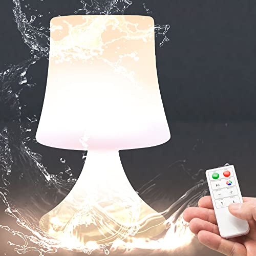 LED Outdoor Tisch-Lampe kabellos mit 2000 mAh Akku Leuchte USB aufladbar; wasserdichte Außen-Tischleuchte (LED-Lampe mit Fernbedienung) von GOODS+GADGETS