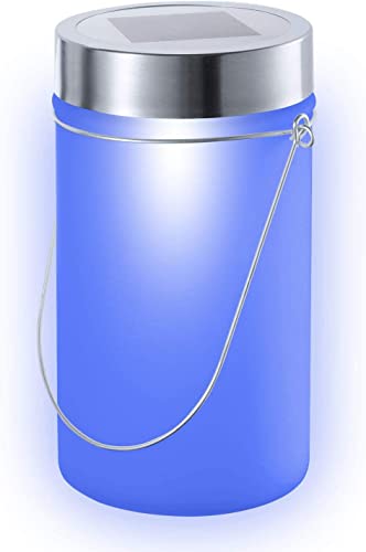 LED Solarlampe Deko-Licht Sonnen-Lampe Sun Jar Solar-Laterne im Einmachglas mit Bügel Outdoor Sonnen-Licht Solarglas Glasleuchte Dekolampe zum aufhängen Deko Solar-Licht-Lampe im Glas (Blau) von GOODS+GADGETS