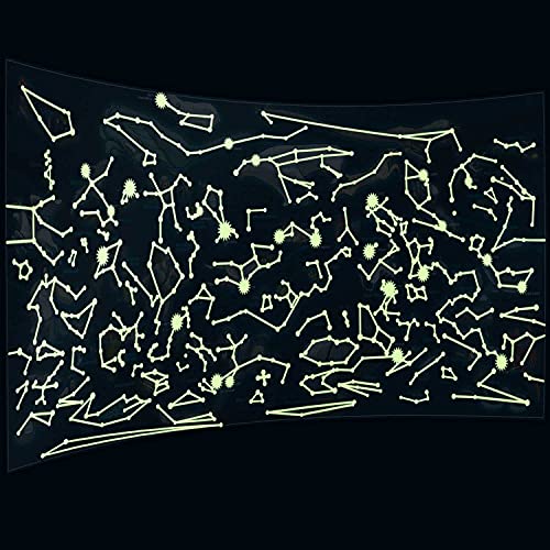 Leuchtendes Poster Sternenhimmel für Kinder-Zimmer mit phosphoreszierenden Sternzeichen unserer Galaxie; Lässt nachts alle Sterne erleuchten; XXL Größe 100 x 44 cm Fluoreszierender Sternenhimmel von GOODS+GADGETS