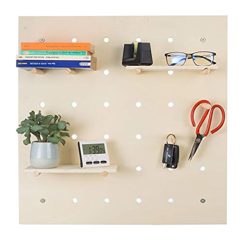 Pegboard Wandregal aus Holz Kreatives Stecktafel Ordnungssystem inkl. Zubehör Werkzeugwand 58 x 58 cm individuell erweiterbares Regalsystem für Küche Bad Kinderzimmer Garage & Werkstatt (Natur) von GOODS+GADGETS