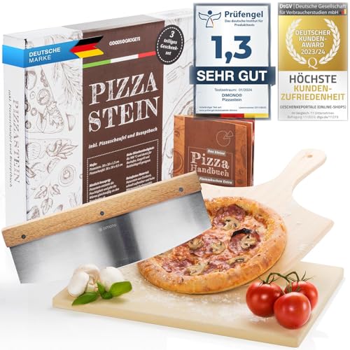 Profi Pizzastein, Pizzaschieber & Pizzamesser Set - Pizzaschaufel, Backstein & Wiegemesser für Backofen, Cordierit Pizzaofen-Material 4-teiliges Set Backstein & Handbuch Profi Pizzastein, Pizzaschieber & Pizzamesser Set - Pizzaschaufel, Backstein & Wiegemesser für Backofen, Cordierit Pizzaofen-Material 4-teiliges Set Backstein & Handbuch von GOODS+GADGETS