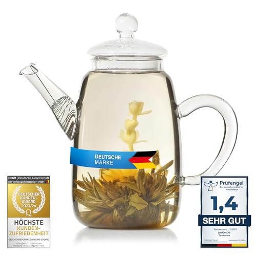 Teekanne aus Glas mit Teefilter klassische Tee-Filter Kanne 600ml von Dimono von GOODS+GADGETS