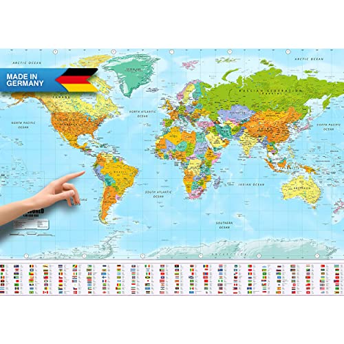 Weltkarte XXL Poster im Riesenformat mit Fahnen & Flaggen - Top Qualität 140x100cm (1 Stück) von GOODS+GADGETS