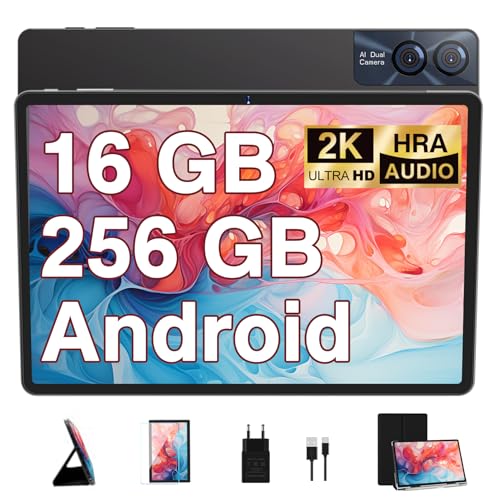 GOODTEL Android Octa-Core Prozessor 11-Zoll Tablet, 16 GB RAM + 256 GB ROM (1TB TF) | 5G + 2.4G WiFi | 8600 mAh | 13 MP + 5 MP, Bluetooth 5.0 mit Schutzhülle, Metallgehäuse - Grau von GOODTEL