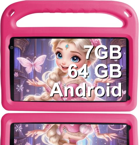 GOODTEL Neuestes Kinder Tablet Android 13 7GB RAM+64 GB ROM, 7 Zoll Tablet für Kinder, WiFi, Bluetooth, GPS, Bildung + Spiele, Play Store, Dual Kamera, Kindersicherung, mit Eva Gehäuse - Rosa GOODTEL Neuestes Kinder Tablet Android 13 7GB RAM+64 GB ROM, 7 Zoll Tablet für Kinder, WiFi, Bluetooth, GPS, Bildung + Spiele, Play Store, Dual Kamera, Kindersicherung, mit Eva Gehäuse - Rosa von GOODTEL