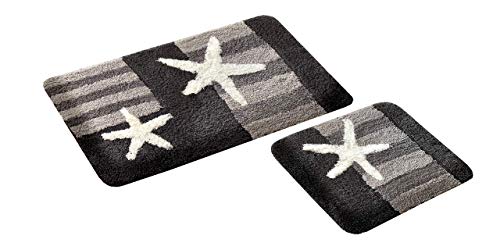 Goodway 2-teiliges Badematten Set │ Badteppich │ Badvorleger Bremen │ Grau │ Mikrofaser Super Soft von Goodway