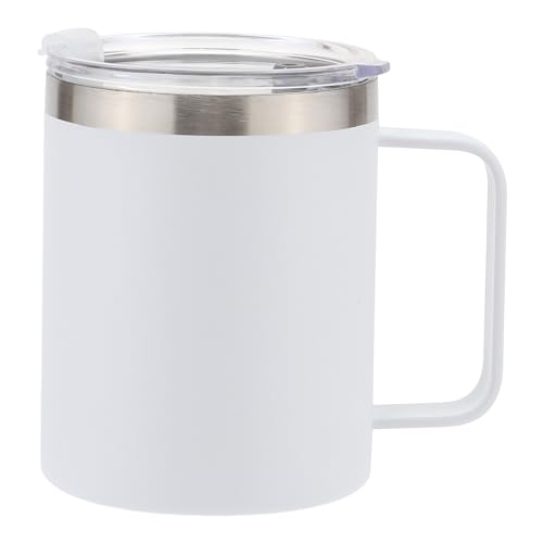 GOOFIT 12oz Edelstahl Isolierte Kaffeetasse Mit Griff Doppelwand Vakuum Dauerhafte Reise Becher Mit Schiebedeckel Weiß von GOOFIT