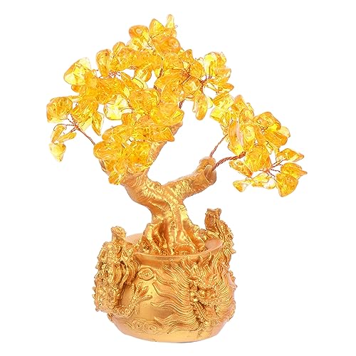 GOOHOCHY 1 Stück Geldbaum Deko Hoher Citrin Geldbaum für Feng Shui Tischdeko für Zuhause und Büro Bringt Glück und Wohlstand für Freunde von GOOHOCHY