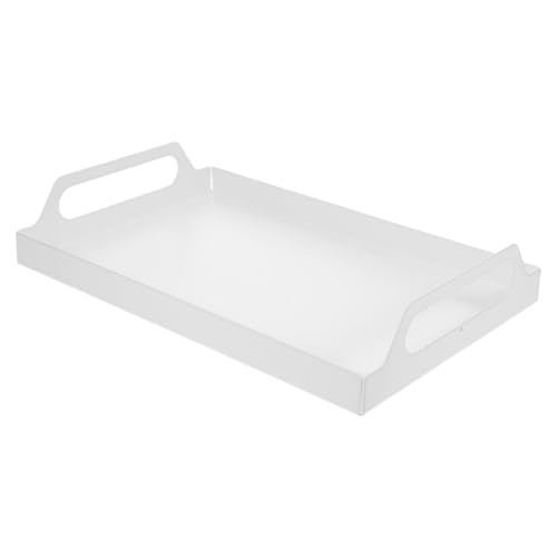 GOOHOCHY 1 Stück rechteckiges Tablett Serviertabletts für Partys Serviertablett mit Griffen Essenstablett Obst snackteller Snack Teller rechteckiges Serviertablett Servierplatten Eisen Weiß von GOOHOCHY