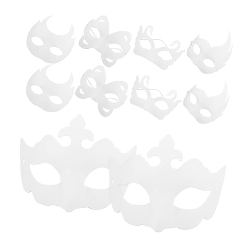 GOOHOCHY 10 Stück Leere Papiermasken Für DIY Maskenball-Party Halloween Bemalbar Anziehmaske Partyzubehör von GOOHOCHY
