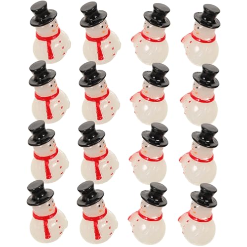 GOOHOCHY 16 Stück Teiliges Mini Schneemann Dekor Leuchtende Harz Weihnachtsornamente für DIY Mikrolandschaften Kompakte Weihnachtsfiguren für Tischdeko Regale und Winterbastelprojekte von GOOHOCHY